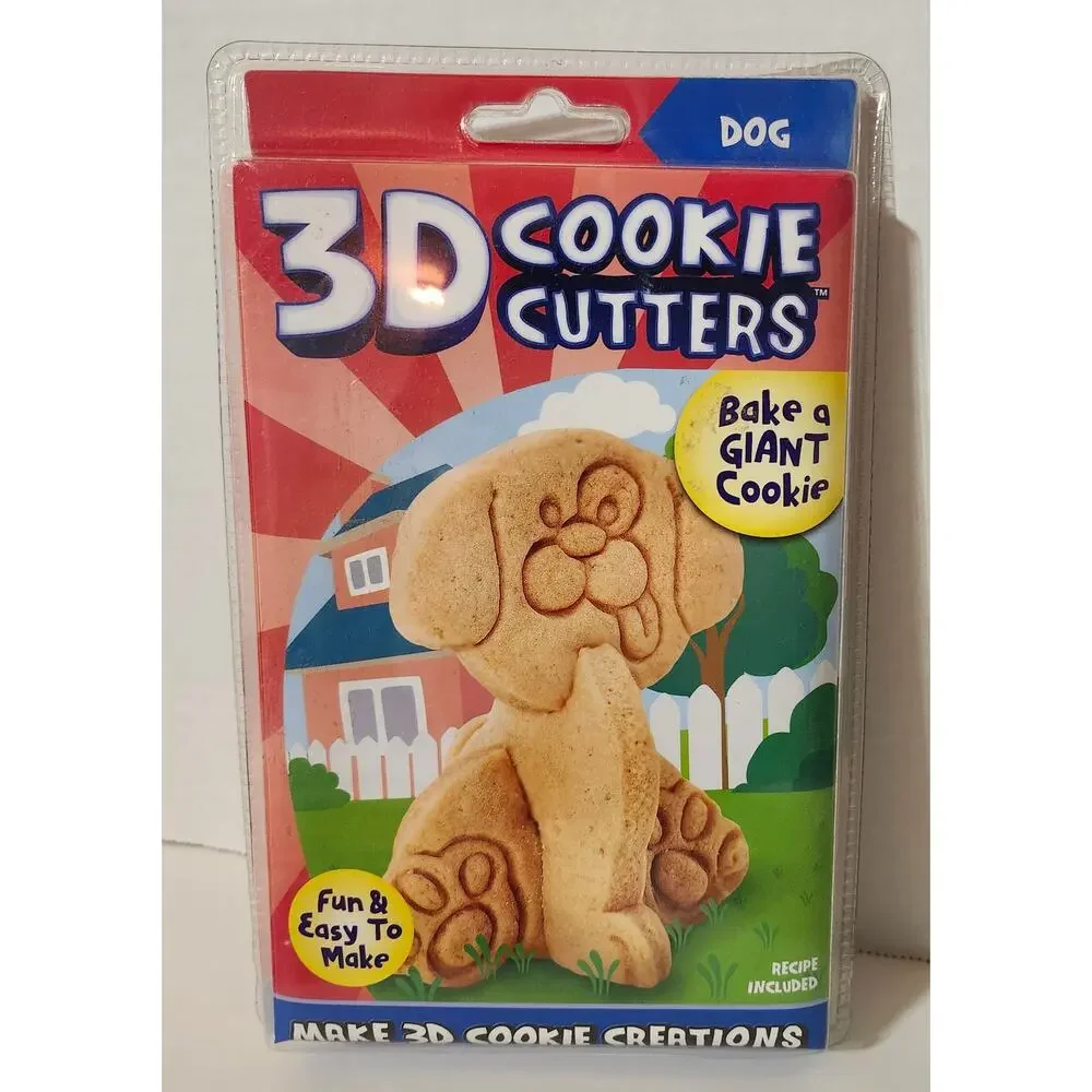 3D Cookie Cutters Lot of 3 Cat Dog Goldfish Bake Giant Cookie New Sealed